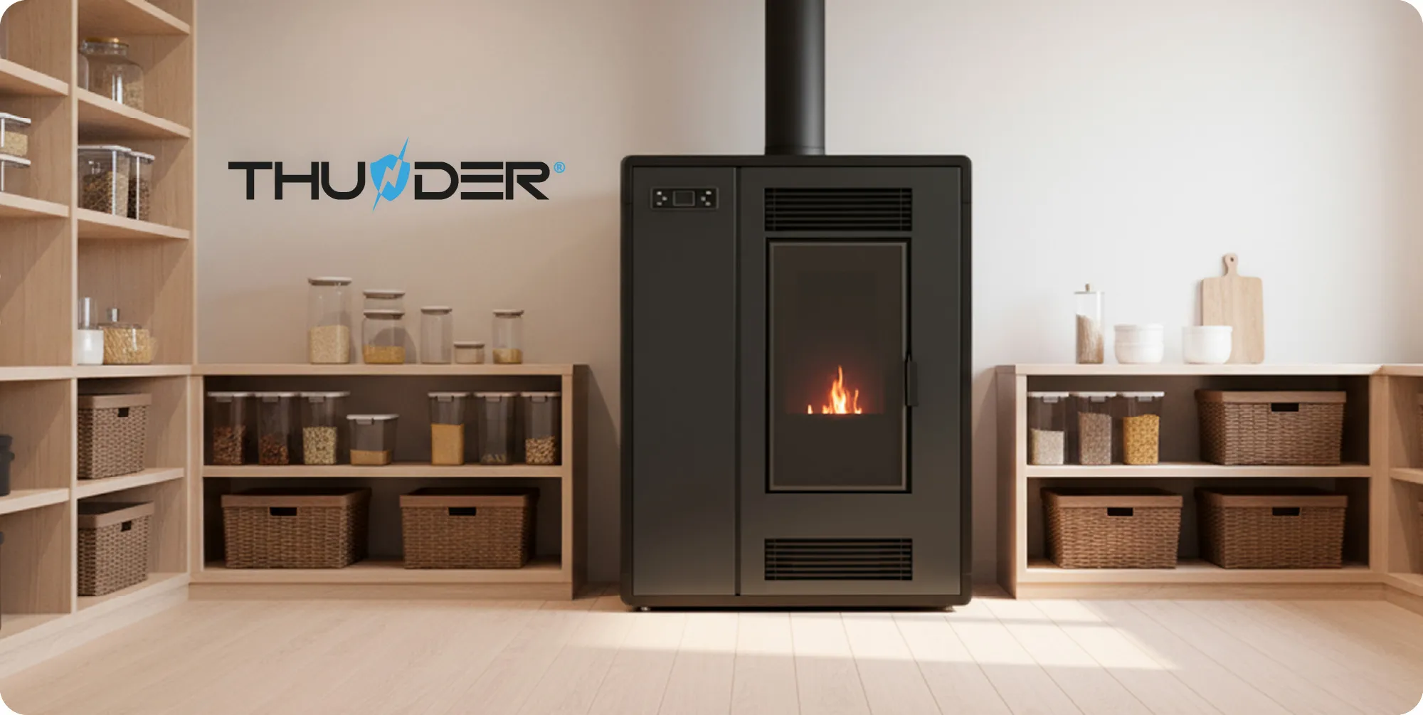 Laisvai stovintis peleto krosnis 12 kW – THUNDER ARIA-BLACK
