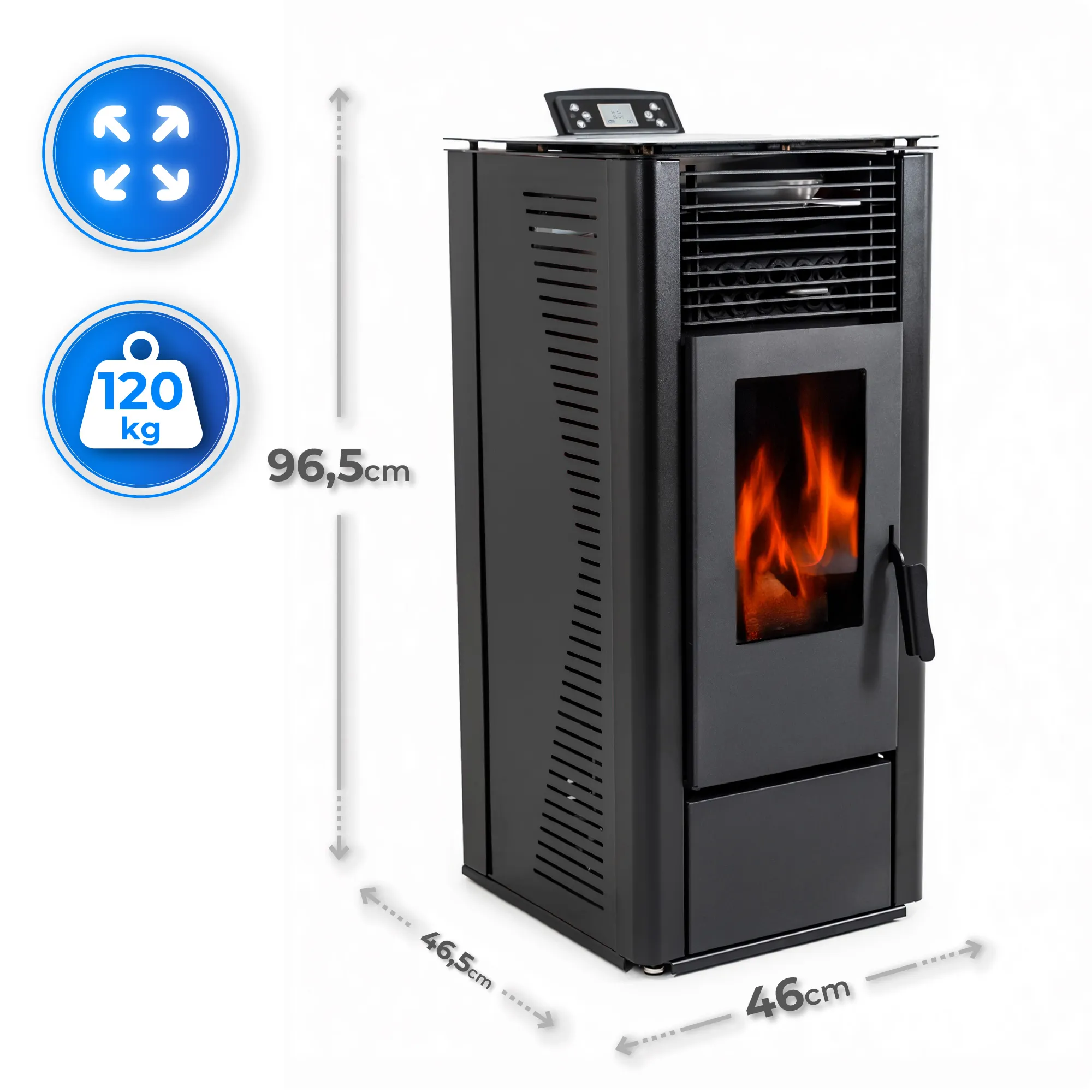 Peleto krosnies THUNDER ARIA-BLACK 12 kW specifikacija