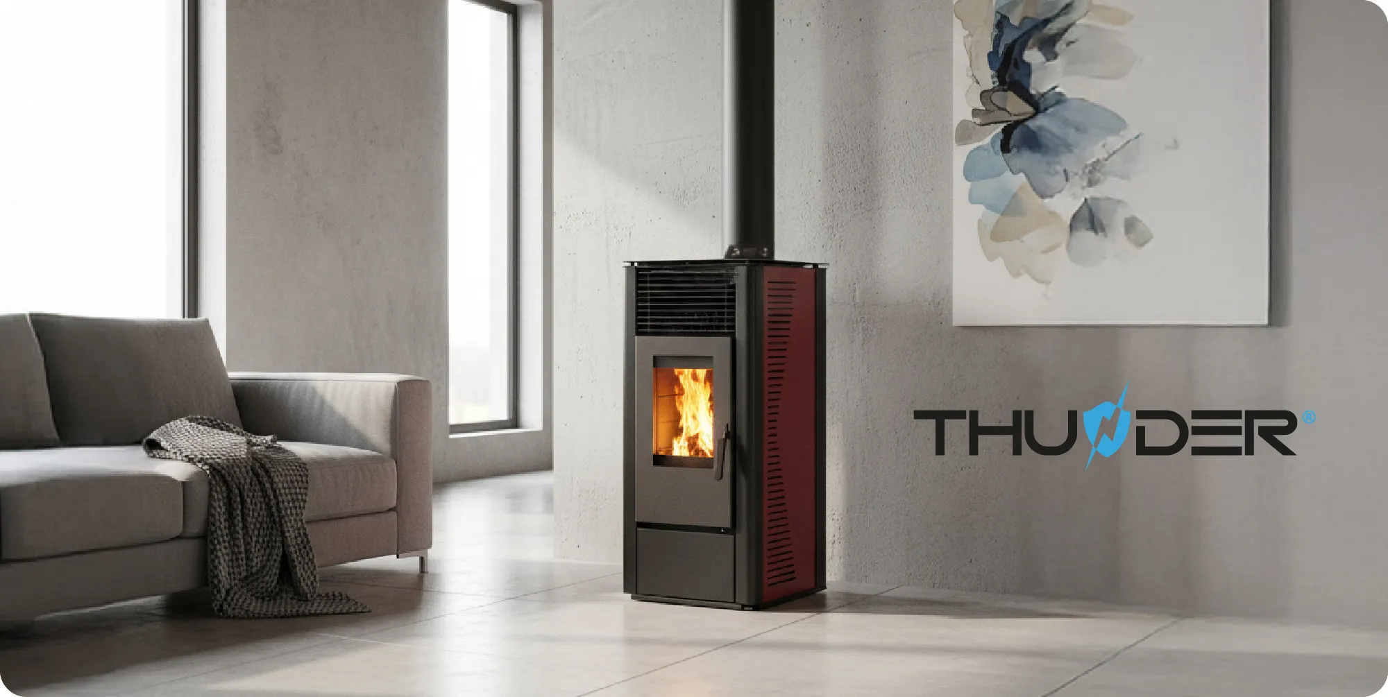 Laisvai stovintis peleto krosnis 12kW – THUNDER ARIA-BLACK