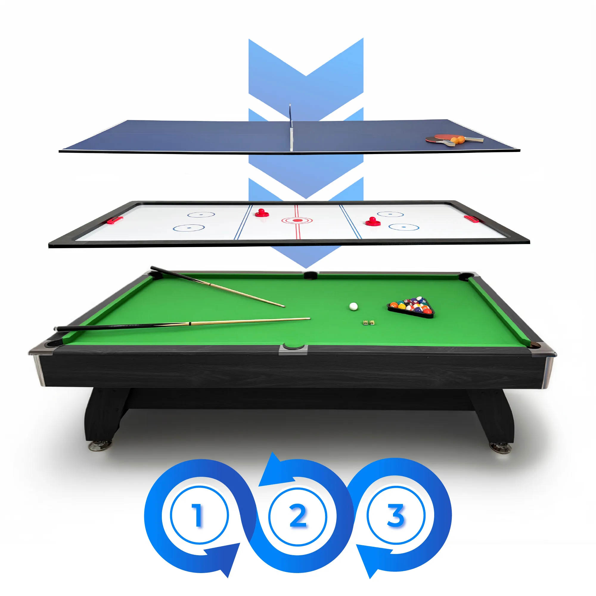 Biliardo stalo BOLD-BLACK-9FT-HOCEKY-PING keičiamos dalys