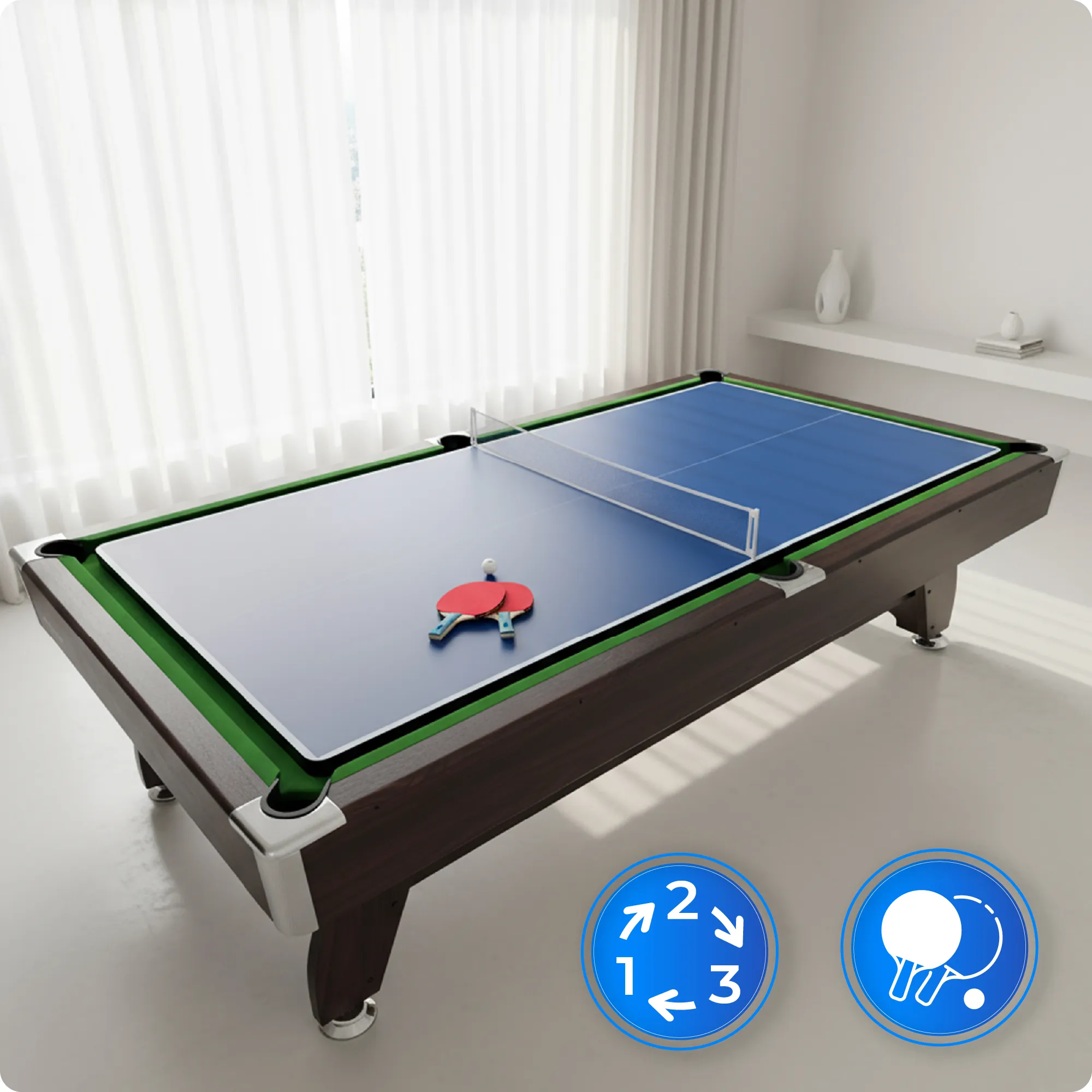 Biliardo stalo BOLD-BLACK-8FT komplektacija