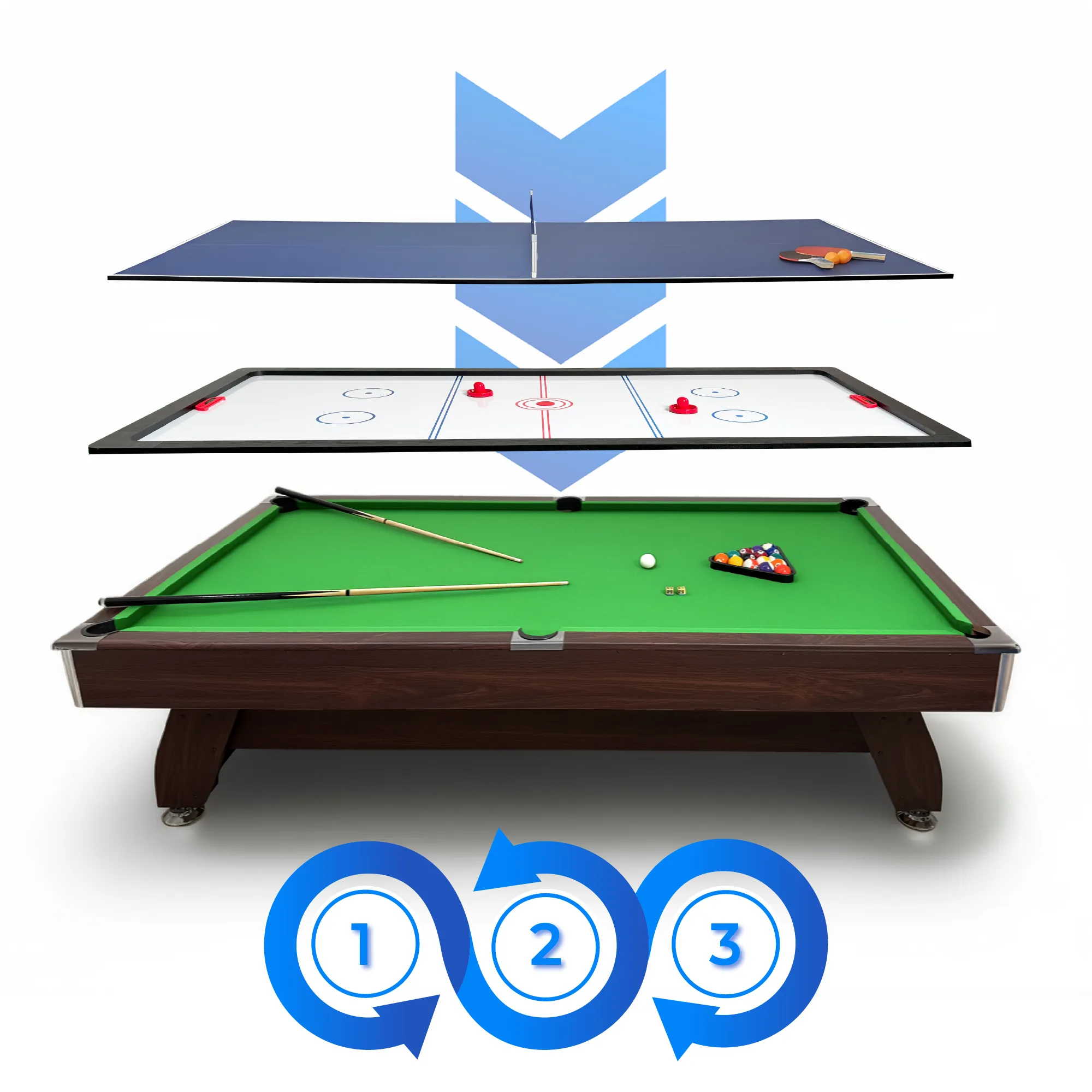 Biliardo stalo BOLD-BLACK-8FT komplektacija