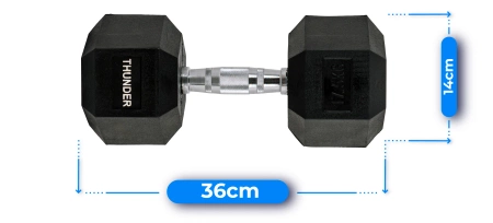 Šešiakampis hantelis 17,5 kg THUNDER