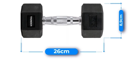 Šešiakampis hantelis 5 kg THUNDER