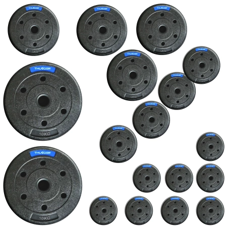 Bituminiai svoriai, nustatyti THUNDER 2x10 kg + 4x5 kg + 4x2,5 kg + 8x1,25 kg