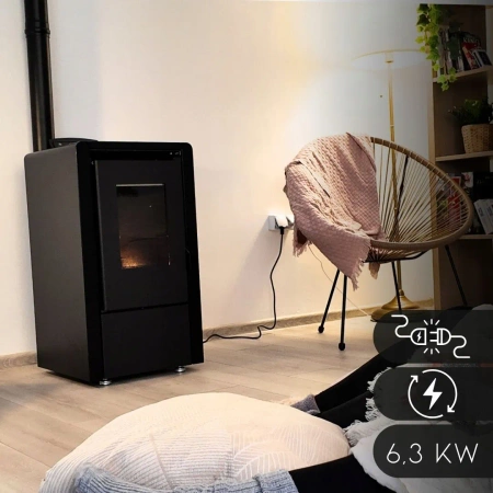 Granulinė krosnelė LEYLA BLACK 6,3 kW