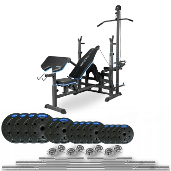 Kultūrizmo rinkinys 120 kg su suoliuku VIGOR-C THUNDER