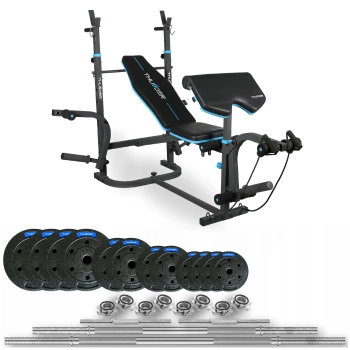 Kultūrizmo rinkinys 105 kg su suolu VIGOR-B THUNDER